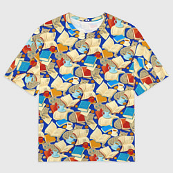 Мужская футболка оверсайз Книги и котики