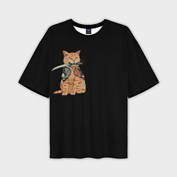 Мужская футболка оверсайз Yakuza cat