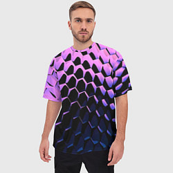 Футболка оверсайз мужская Шестиугольники волны, цвет: 3D-принт — фото 2