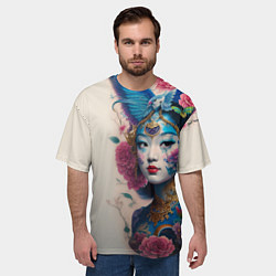 Футболка оверсайз мужская Japan girl - tattoo - art, цвет: 3D-принт — фото 2
