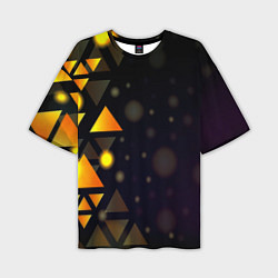 Мужская футболка оверсайз Светящиеся треугольники боко