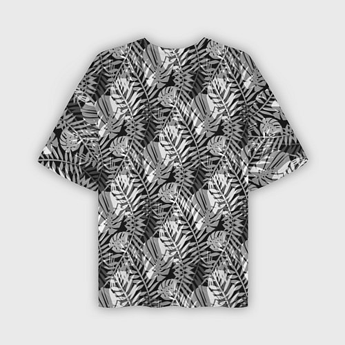 Мужская футболка оверсайз Черно-белый узор монстера / 3D-принт – фото 2