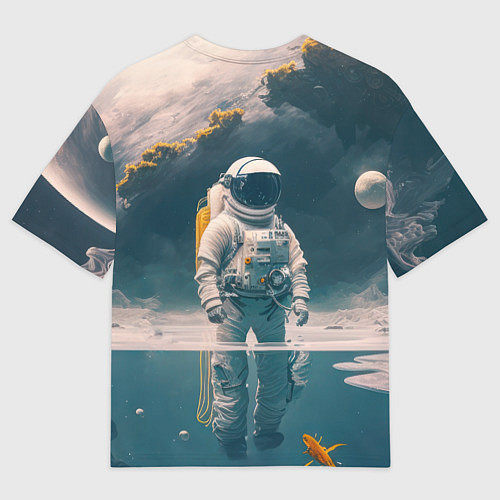 Мужская футболка оверсайз Космонавт в воде на другой планете / 3D-принт – фото 2