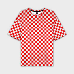 Мужская футболка оверсайз Красные и белые квадраты