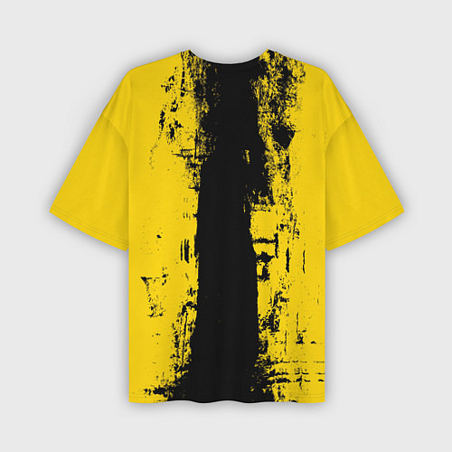 Мужская футболка оверсайз Вертикальная черно-желтая полоса Cyberpunk 2077 / 3D-принт – фото 2