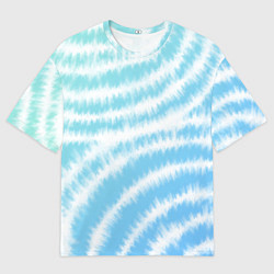 Футболка оверсайз мужская Тай-дай голубой с зеленым, цвет: 3D-принт