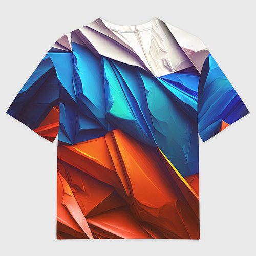 Мужская футболка оверсайз Российский флаг на скале / 3D-принт – фото 2