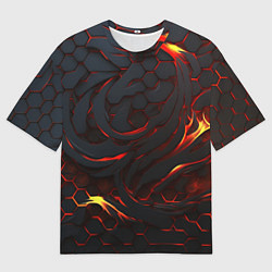 Мужская футболка оверсайз Огненные разломленные плиты