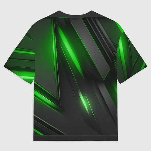 Мужская футболка оверсайз Черные пластины с зеленым свечением / 3D-принт – фото 2