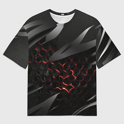 Мужская футболка оверсайз Black and red abstract