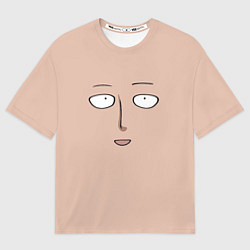 Мужская футболка оверсайз Лицо Сайтамы - Ванпанчмен