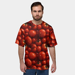 Футболка оверсайз мужская Сочная текстура из томатов, цвет: 3D-принт — фото 2