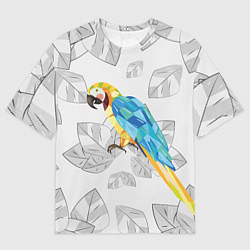 Мужская футболка оверсайз Попугай на сером фоне