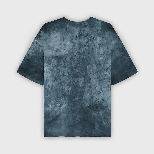 Мужская футболка оверсайз С акулой в стиле Арт на синем мраморе / 3D-принт – фото 2
