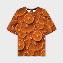 Мужская футболка оверсайз Сочная текстура из долек апельсина
