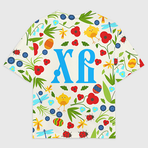 Мужская футболка оверсайз ХВ с цветочным узором на Пасху / 3D-принт – фото 2