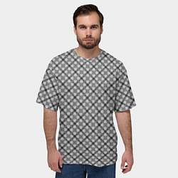 Футболка оверсайз мужская Серый узор в косую клетку, цвет: 3D-принт — фото 2