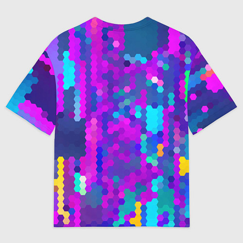 Мужская футболка оверсайз Шестиугольники неонового цвета / 3D-принт – фото 2