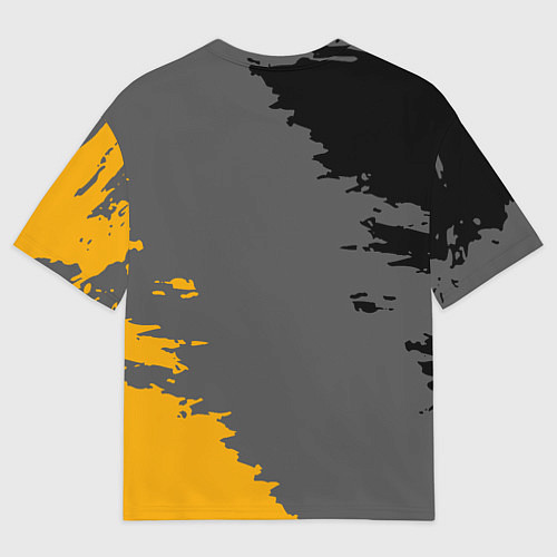 Мужская футболка оверсайз Renault черно-желтые брызги / 3D-принт – фото 2