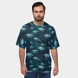 Футболка оверсайз мужская Текстура из рыбок, цвет: 3D-принт — фото 2