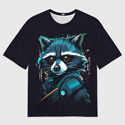 Мужская футболка оверсайз Енот - cyberpunk style