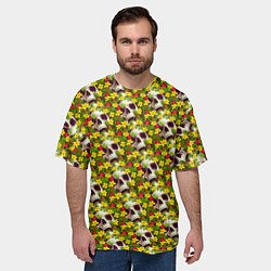 Футболка оверсайз мужская Черепа в луговых цветах, цвет: 3D-принт — фото 2