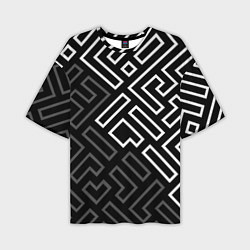 Футболка оверсайз мужская Черно белый лабиринт, цвет: 3D-принт