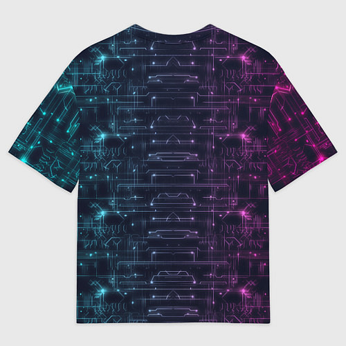 Мужская футболка оверсайз Сова в стиле киберпанк / 3D-принт – фото 2