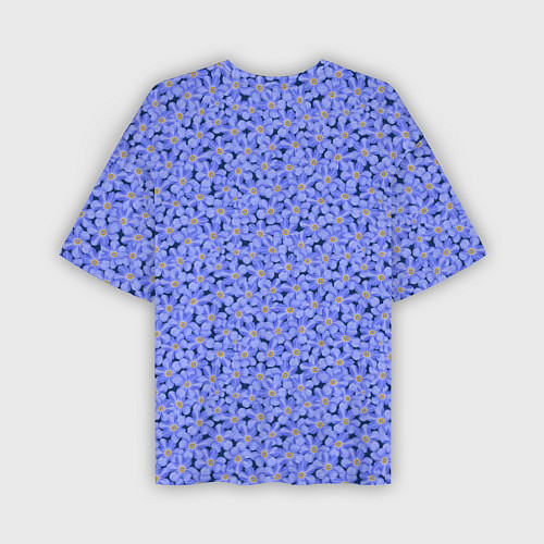 Мужская футболка оверсайз Незабудки цветочный паттерн на темном фоне / 3D-принт – фото 2