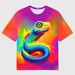 Мужская футболка оверсайз Змейка в красках