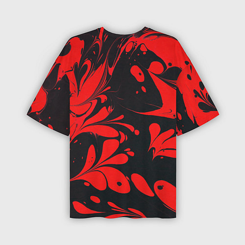 Мужская футболка оверсайз Красно-черный узор / 3D-принт – фото 2