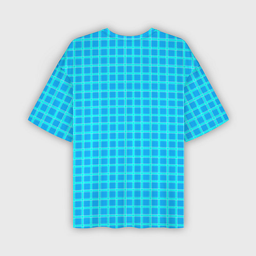 Мужская футболка оверсайз Небесно голубой узор в клетку / 3D-принт – фото 2