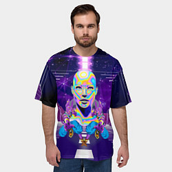 Футболка оверсайз мужская Goddess with two Beerus - vaporwave, цвет: 3D-принт — фото 2