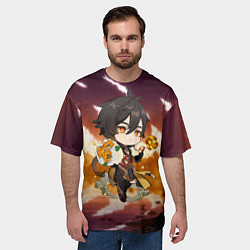 Футболка оверсайз мужская ЧжунЛи Геншин Импакт, цвет: 3D-принт — фото 2