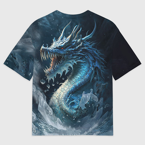 Мужская футболка оверсайз Ледяной дракон / 3D-принт – фото 2