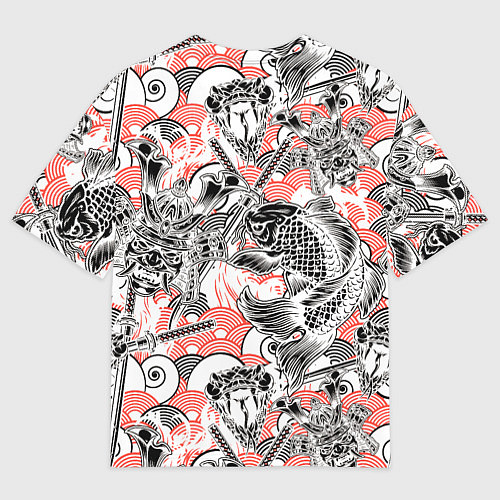 Мужская футболка оверсайз Самурай татуировки / 3D-принт – фото 2