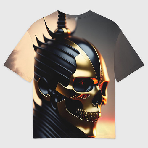 Мужская футболка оверсайз Череп самурая в маске / 3D-принт – фото 2