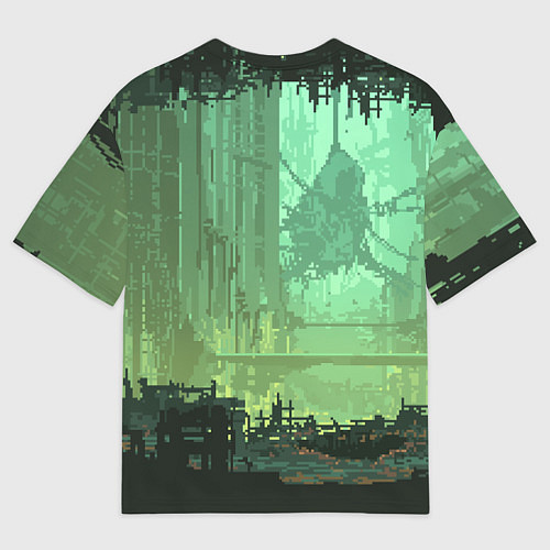 Мужская футболка оверсайз Пиксельный киберпанк пейзаж иллюстрация / 3D-принт – фото 2