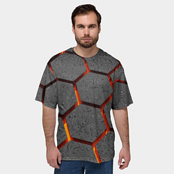 Футболка оверсайз мужская Металлические плиты и лава, цвет: 3D-принт — фото 2