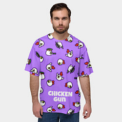 Футболка оверсайз мужская Chicken Gun - паттерн, цвет: 3D-принт — фото 2