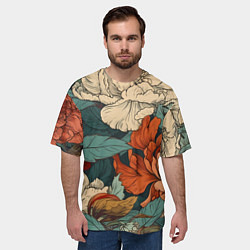 Футболка оверсайз мужская Цветущие пионы, цвет: 3D-принт — фото 2