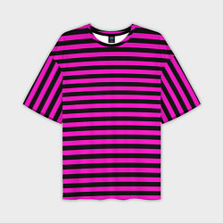 Мужская футболка оверсайз Черно-розовые Эмо полосы