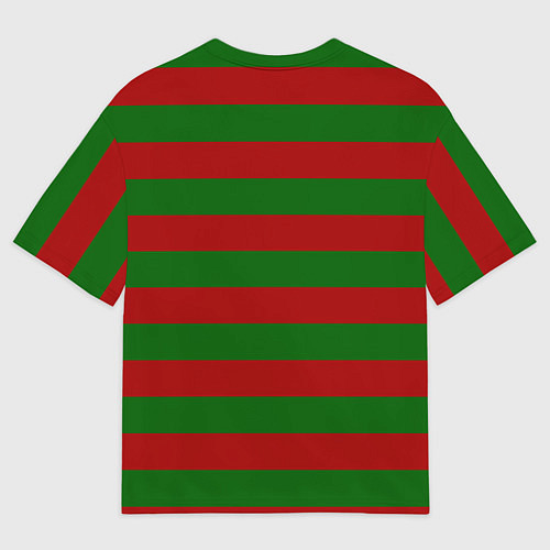 Мужская футболка оверсайз Красно-зеленые полоски / 3D-принт – фото 2