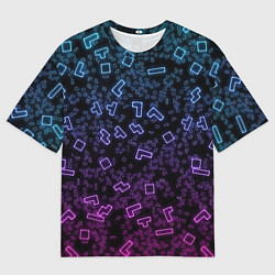 Футболка оверсайз мужская Неоновый узор тетрис, цвет: 3D-принт