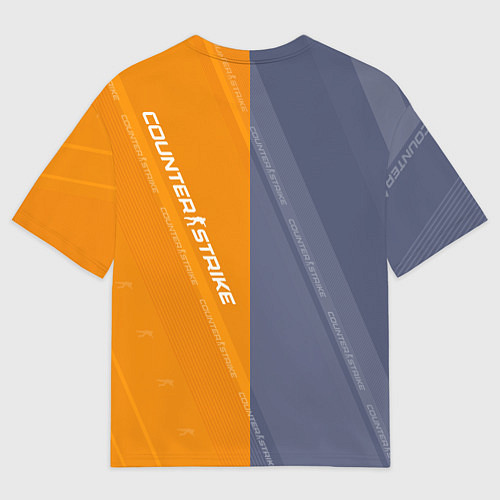 Мужская футболка оверсайз Counter Strike 2 Blue Orange Pattern / 3D-принт – фото 2