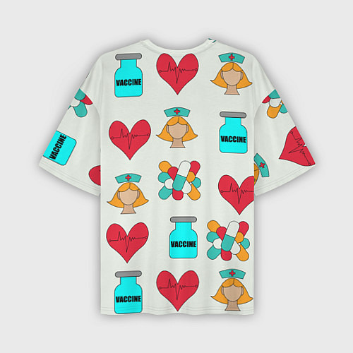 Мужская футболка оверсайз Вакцина, пипюпи и сердце / 3D-принт – фото 2