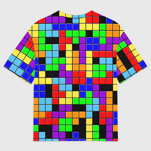 Мужская футболка оверсайз Тетрис цветные блоки / 3D-принт – фото 2