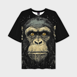 Мужская футболка оверсайз Портрет обезьяны: арт нейросети