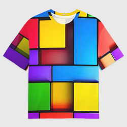 Футболка оверсайз мужская Красочные объемные блоки, цвет: 3D-принт
