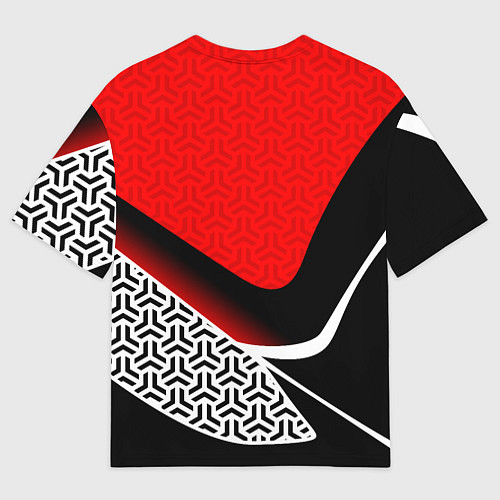 Мужская футболка оверсайз Геометрическая униформа - красная / 3D-принт – фото 2